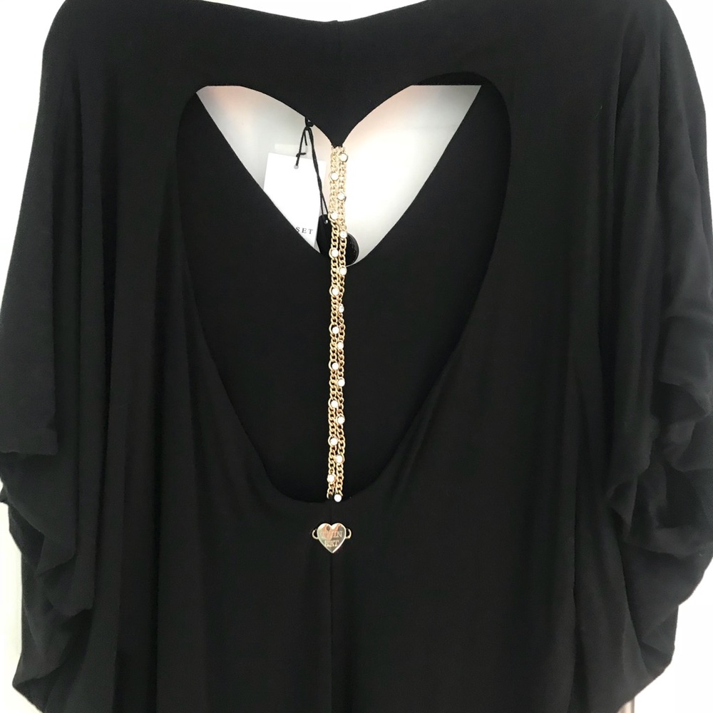 TWIN-SET BEACHWARE black coverup heart cutout ❤️